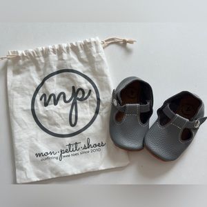 Mon Petit STORM Gray Size 4 MP‎ T-Straps Shoes Baby Handmade Leather